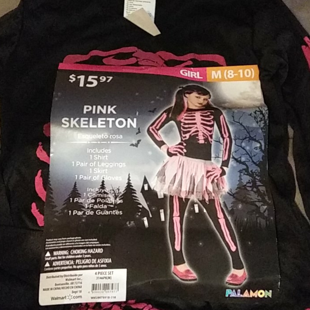 Girls Pink Skeleton Halloween costume